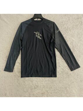 Da Hui Men's M Black Gray Long-Sleeve Rash Guard Shirt Surf M1025